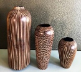 SET OF THREE DECORATIVE VASES FROM ESTATE (BROWN)