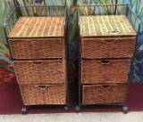 LPT OF TWO RATTAN END TABLES