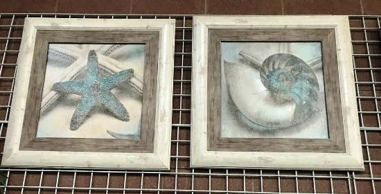 LOT OF (2) NEW SEA SHELL FRAMED ARTWORK FROM WMC