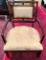 VERY NICE TAN CHAIR WITH MAHOGANY FRAME OCCASIONAL CHAIR