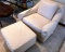 VINTAGE CHAR & OTTOMAN - OFF WHITE  - SEE PICTURES FOR CONDITION