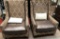 LOT OF TWO BROWN FABRIC & LEATHER HIGH BACK CHAIRS