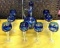 COBALT BLUE CRYSTAL DECANTER & (8) GLASSES