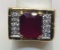 18KT YELLOW GOLD 4.20CTS RUBY AND .25CTS DIAMOND RING