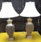 PAIR OF LAMPS - SILVER BASE & WHITE SHADE