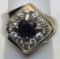 14KT WHITE GOLD GARNET AND DIAMOND RING 10.70 GRS