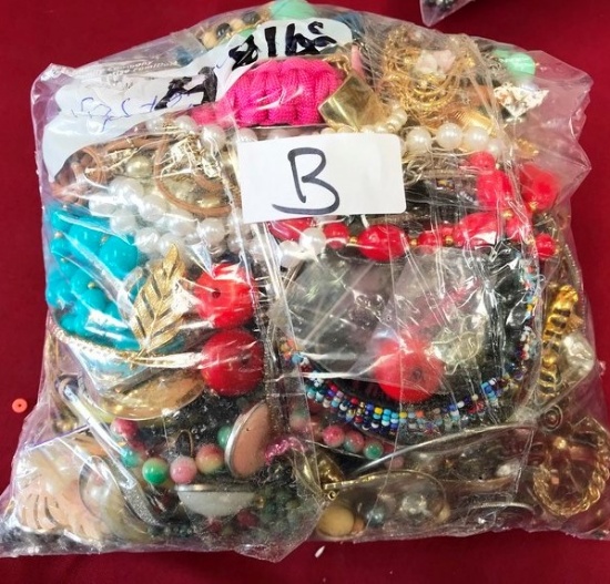 8 POUND BAG OF ASSORTED COSTUME JEWELRY FROM ESTATE (BAG B)