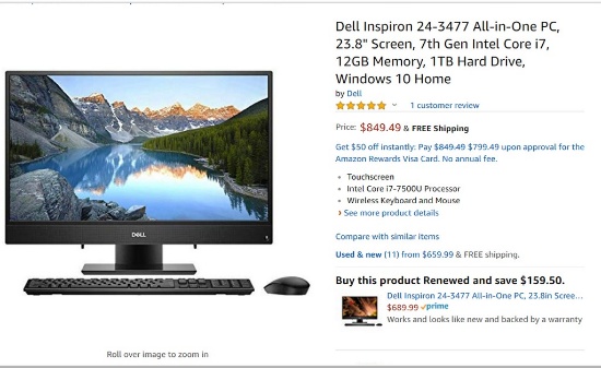 DELL INSPIRION -24" ALL IN ONE NEW IN BOX - 849.48 ON AMAZON.COM