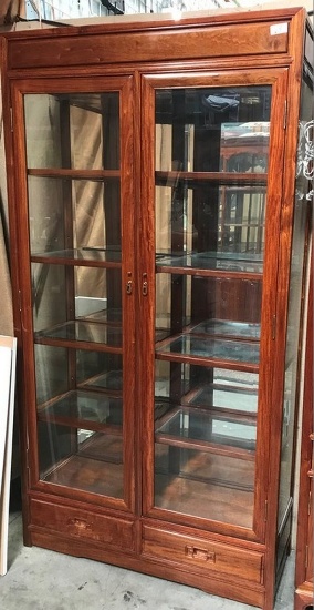 DOUBLE DOOR ROSEWOOD DISPLAY CHINA CABINET