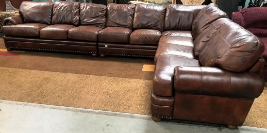 CUSTOM DESIGNED 8 CUSHION ALL LEATHER QUALITY SECTIONAL  - GREAT CONDITION ($8,700.00)