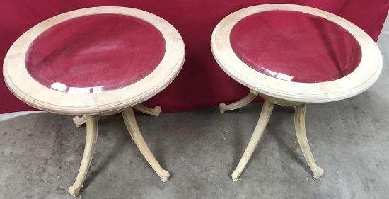 LOT OF TWO MIRROR TOP ROUND DESIGNER TABLES