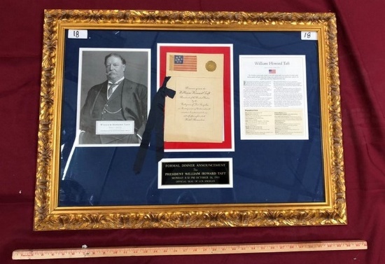 FRAMED PRESIDENT TAFT DINNER ANNOUNCEMENT