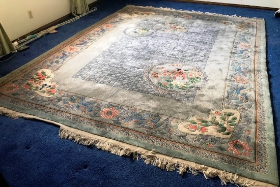 12' BY 9' WOOL AREA RUG - GREAT COLOR