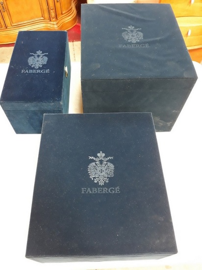 LOT OF (3) FABERGE CRYSTAL BOXES - EMPTY BOXES - SEE PICS