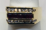 14KT YELLOW GOLD .75CTS RUBY AND .60CTS DIAMOND RING