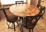 COUNTER HIGH ROUND TOP TABLE & 4 STOOLS