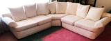 3PC WHITE FABRIC SECTIONAL WITH PILLOWS