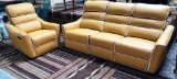 ALL LEATHER YELLOW COUCH & CHAIR FROM WMC