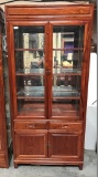 DOUBLE DOOR ROSEWOOD DISPLAY CHINA CABINET WITH STORAGE ON BOTTOM