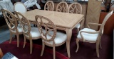 FORMAL DINING SET WITH MARBLE TOP SERVER - TABLE & 6 CHAIRS W MATCHING SERVER