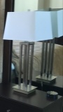 PAIR OF MATCHING LAMPS  - CHROME BASE