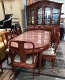 10PC ROSEWOOD DINING SUITE - GLASS TOP TABLE & 8 CHAIRS W/ MATCHING CHINA CABINET
