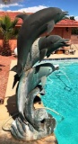 LARGE 6.5' BRONZE OUTDOOR DOLPHIN FOUNTAIN