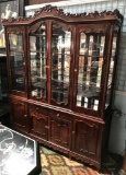 ROSEWOOD (2) PIECE CHINA CABINET - VERY NICELY ORNATE & EXCELLENT CONDITION