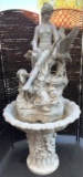 LARGE 6' TALL OUTDOOR FOUNTAIN  - LADY & BIRDS