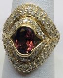 14KT YELLOW GOLD 1.77CTS TOURMALINE AND 1.70CTS DIAMOND RING