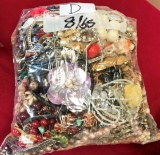 8 POUND BAG OF ASSORTED COSTUME JEWELRY FROM ESTATE (BAG D)