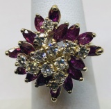 14KT YELLOW GOLD 2.00CTS RUBY AND 1.00CTS DIAMOND RING