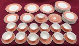 55pc SET  - LENOX CHINA SET - WHITE & PEACH