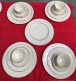 SET OF LENOX WHITE DISHES WITH GOLD TRIM