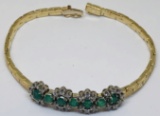 14KT YELLOW GOLD 1.50CTS EMERALD AND 1.00CTS DIAMOND BRACELET