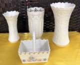 LOT OF (4) LENOX PORCELAIN PIECES - VASES & BASKET