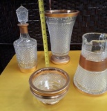 LOT OF MISC. GLASSWARE WITH GOLD TRIM