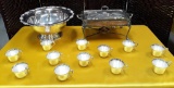 SILVER PLATE TOWLE PUNCH BOWL W/ CUPS & FOOD WARMER