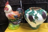 GRAPE VASE & ROOSTER