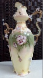 MADE IN AUSTRIA HAND PAINTED ANTIQUE PORCELAIN VASE - 12