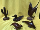 LOT OF (5) IRON WOOD CARVINGS  - SEE PICS FOR DETAILS & SIZES