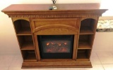 OAK FIREPLACE MANTLE W/ BUILT IN HEATER