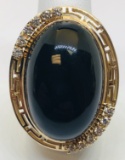 14KT YELLOW GOLD ONYX AND .75CTS DIAMOND RING 23.3GRS