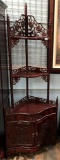 ALL ROSEWOOD ORNATE CORNER CABINET