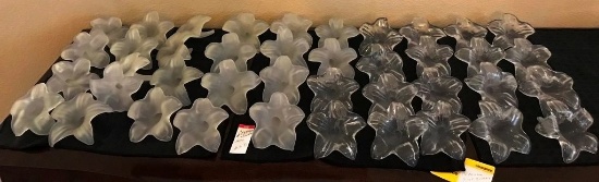 LARGE LOT OF CLEAR & FROSTED GLASS FLOWERS