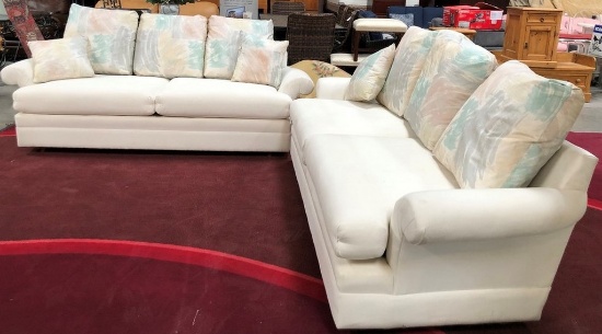 WHITE COUCH & LOVESEAT W/ PILLOWS