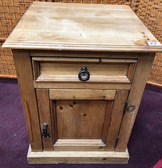 RUSTIC FINISH WOOD  END TABLE CABINET