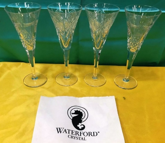 SET OF (4) SIGNED WATERFORD CRYSTAL GLASSES
