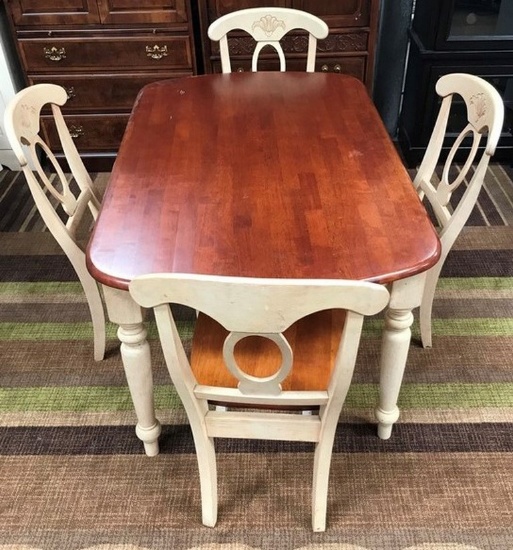 TWO TONE TABLE & 4 CHAIRS