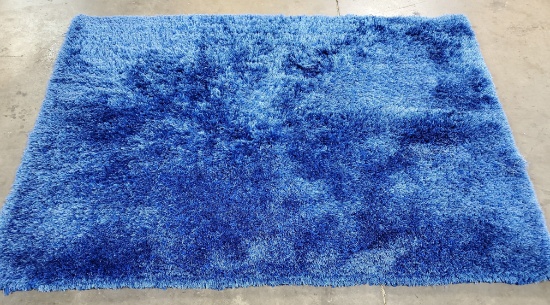 BRAND NEW BLUE SHAG AREA RUG 5X7